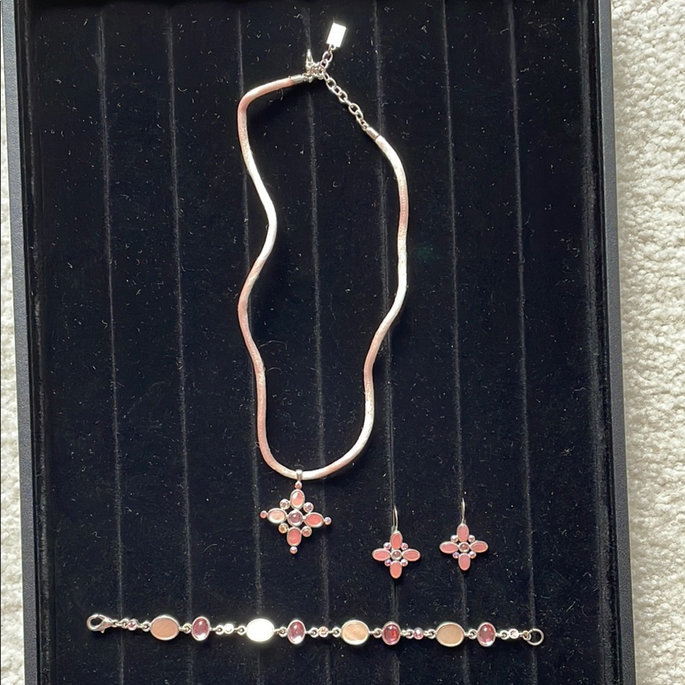 Elegant Pink and Silver Jewelry Set